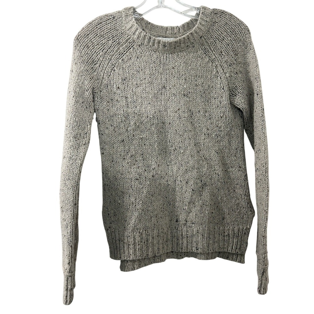 Kenar Womens Oatmeal Beige Marl Chunky Knit Button Back Sweater Small Raglan S